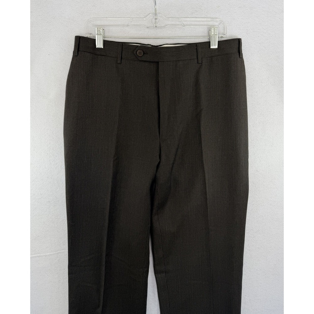 Canali Italy Tessuto Dress Pants Mens Brown 100% Wool, 36x33, Houndstooth EU‎ 52